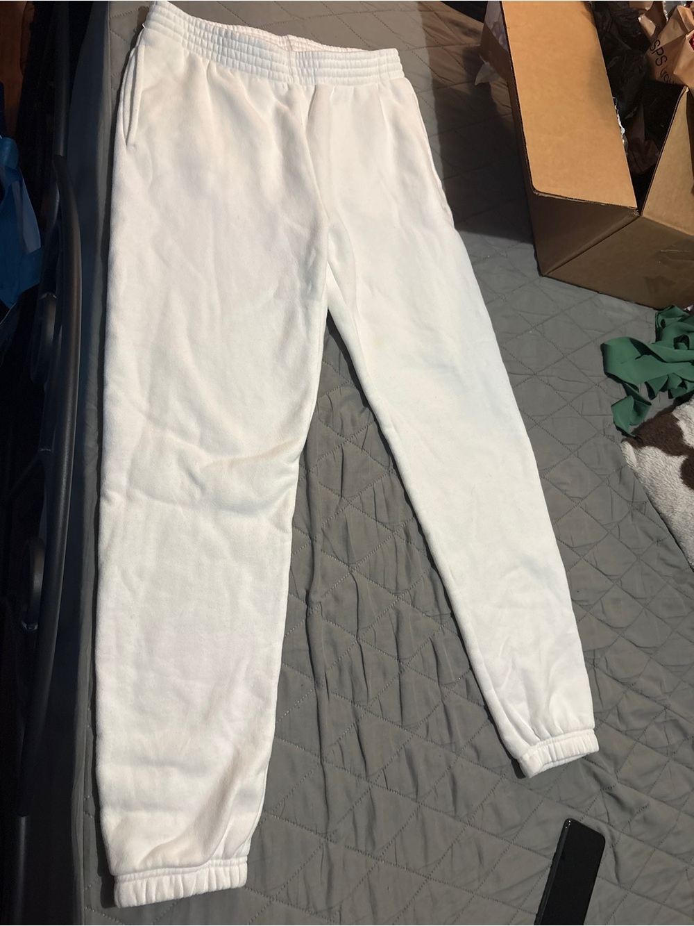 TNA White Fleece Track Joggers